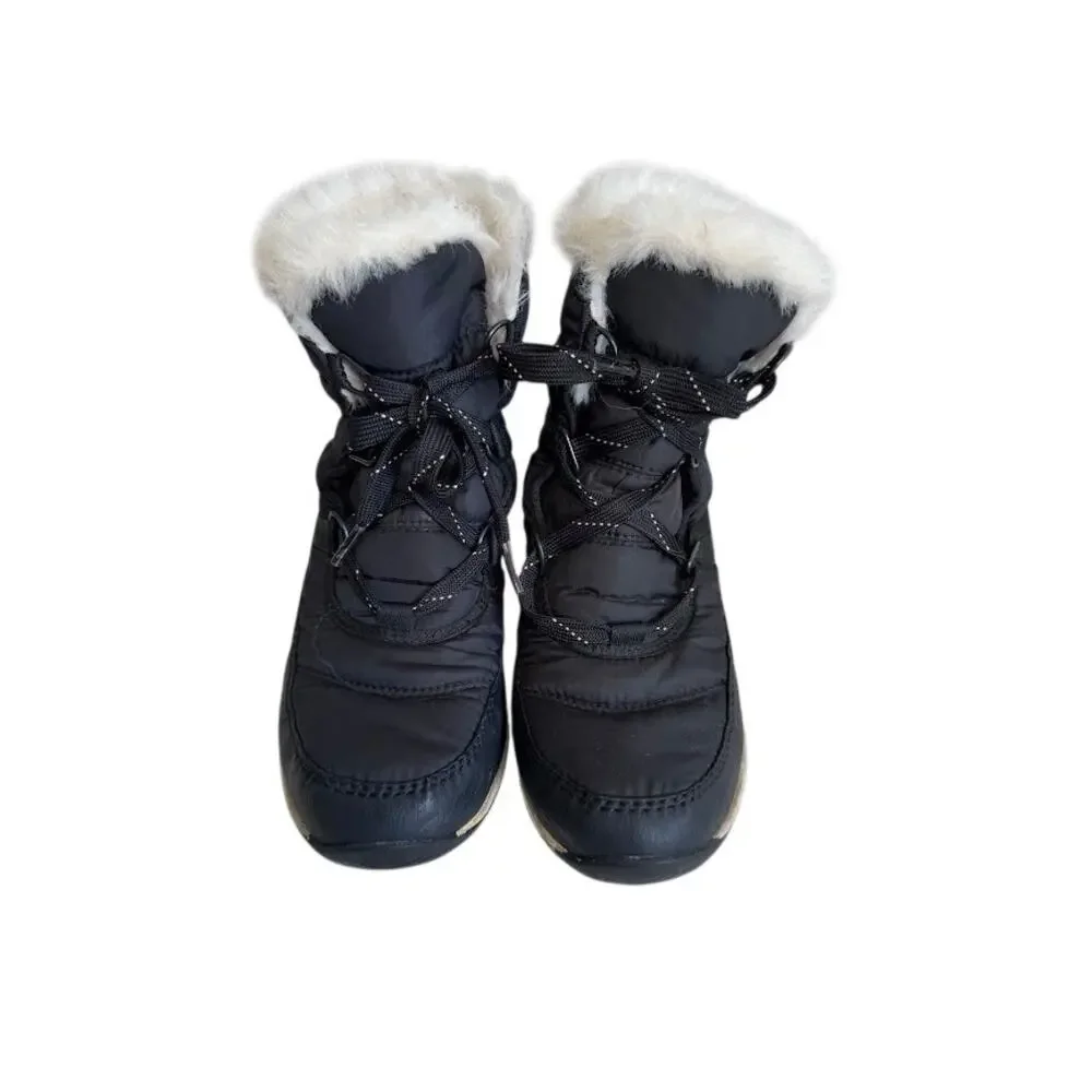 Sorel Whitney Short Lace Black Waterproof Winter Snow Boots NY1907-010 Size 7